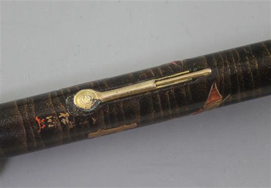 A Dunhill Namiki Maki-e fountain pen decorated by Shogo Lijima c.1930, 5in.